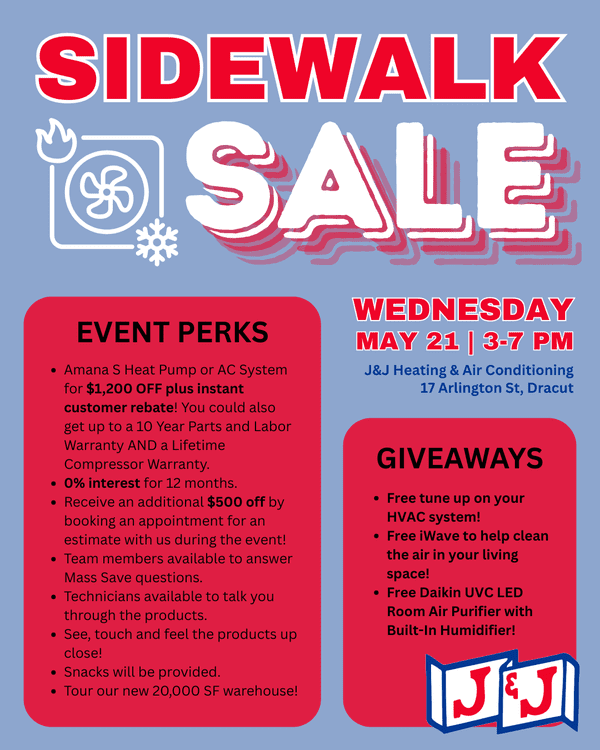 sidwalk sale 2 - J&J Heating and Air Conditioning, Inc.